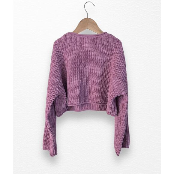Zara Mauve Cropped Sweater, Size 9/10 - Picture 2 of 7